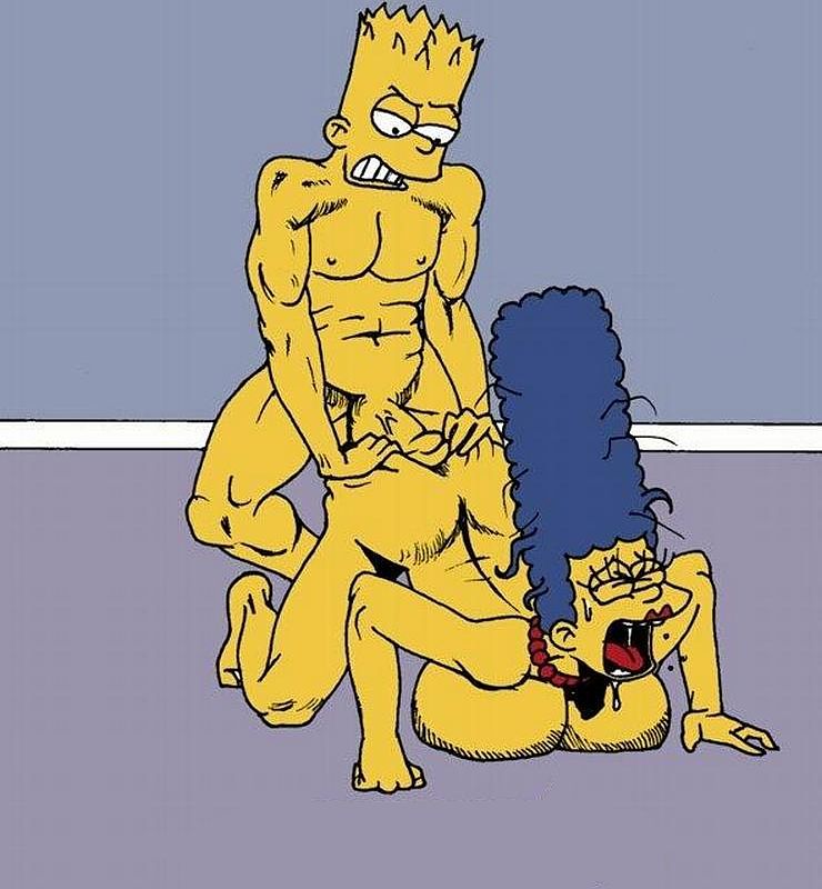 Мардж Симпсон дико кричит от невыносимой боли, когда озверевший Барт раздирает ей анус своим толстым членом