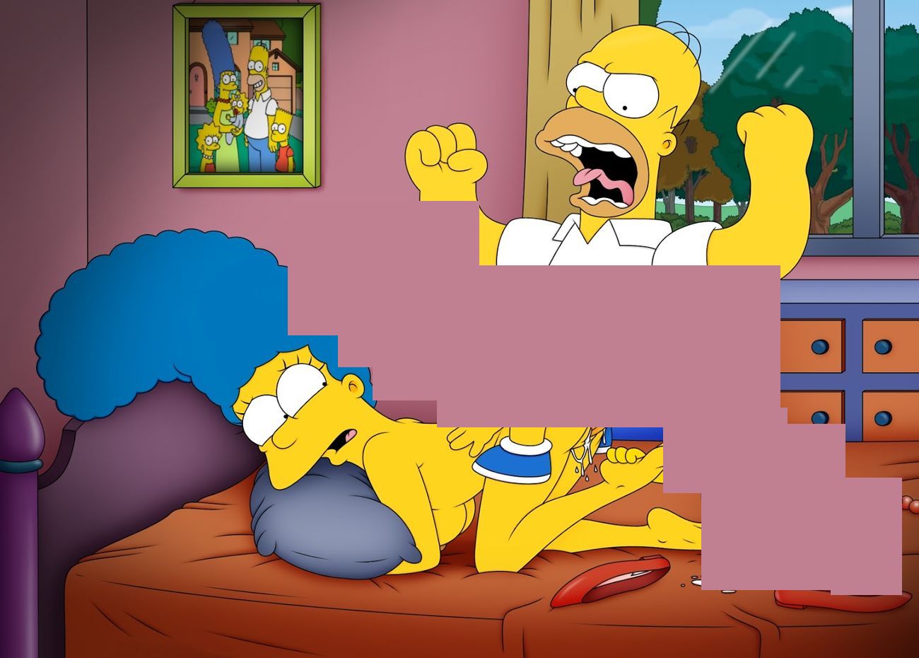 Гомер застал Мардж Симпсон за растлением Барта и Милхауса на супружеской кровати