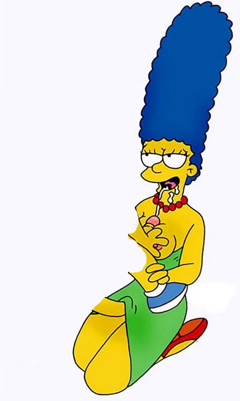 Барт Симпсон кончает в рот полуголой Мардж стоя у нее на коленя, когда Лиза вылизывает ему анус