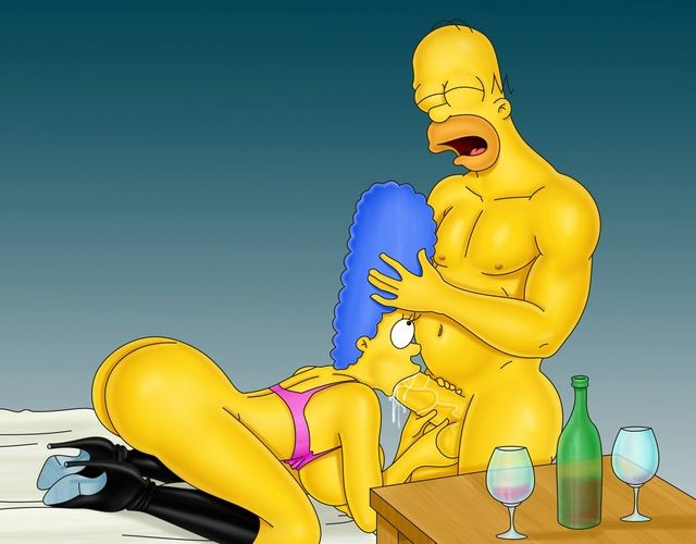 Симпсоны эротика, Мардж без трусов сосет член Симпсона отклячив анус и выпучив глаза