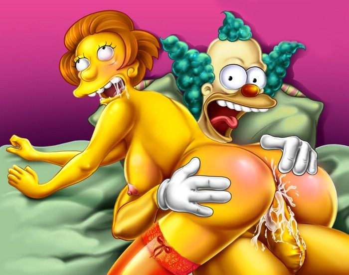 клоун трахает училку Барта Симпсона. секс персонажей мультсериала Симпсоны