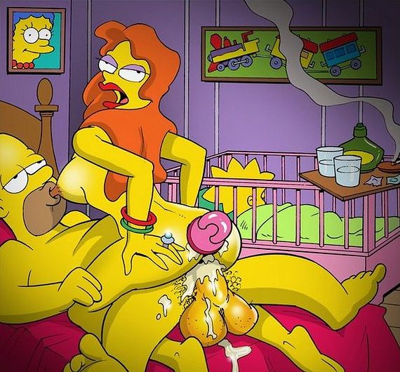 Симпсоны эротика, Гомер Симпсон сношается с Эдной Крабаппл в детской комнате рядом со спящей дочерью Лизой