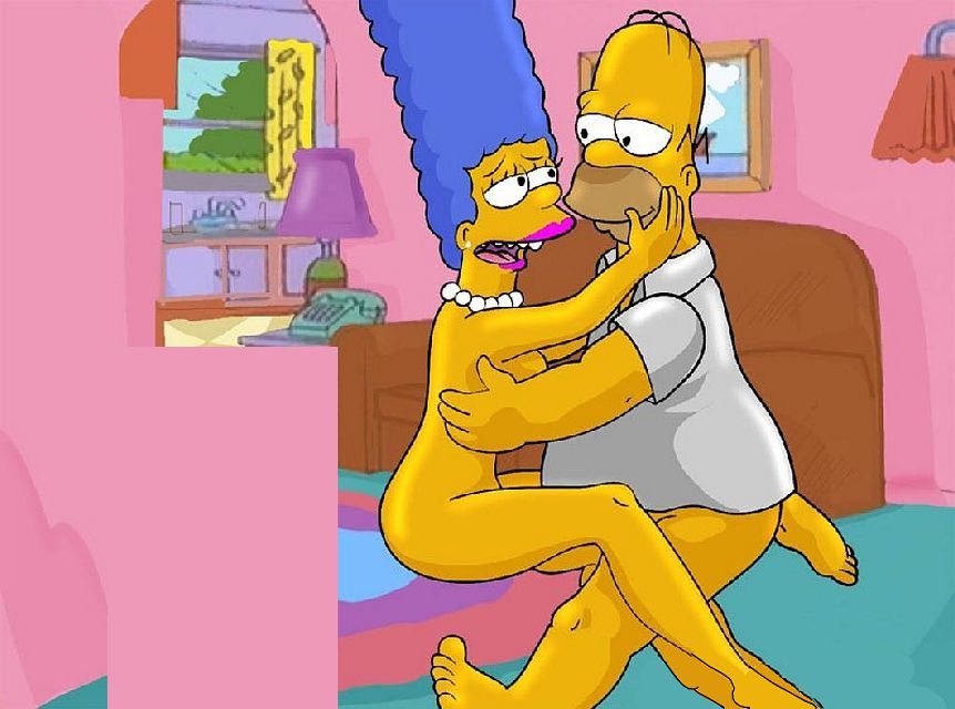 Симпсоны эротика, Барт в сторонке ждет свою очередь пока Гомер на весу трахает его маму  