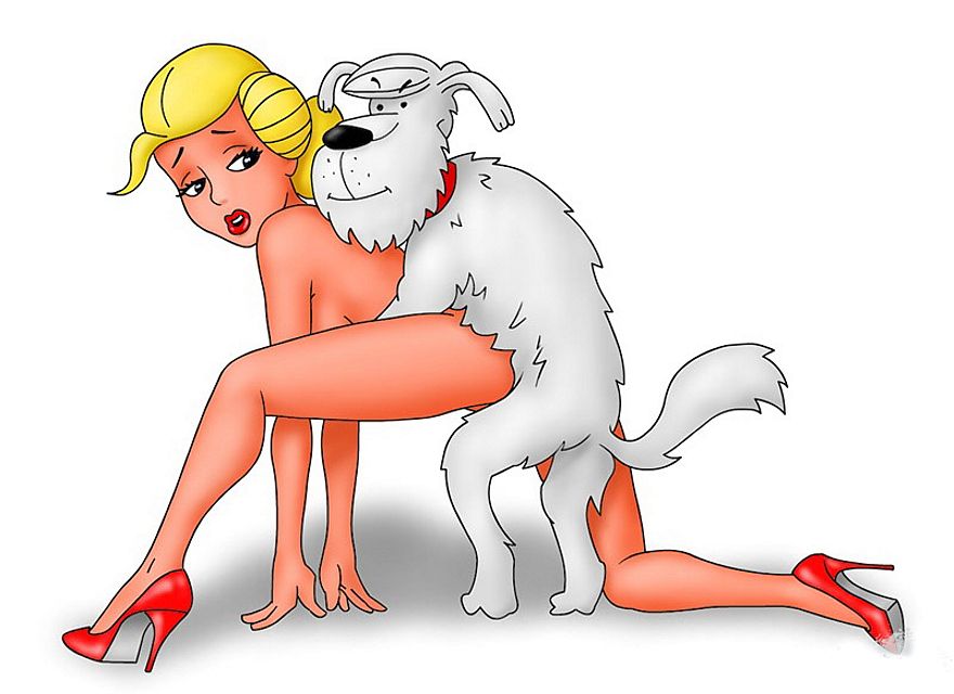 Раф, пес Дениса-непоседы, трахает его голую мамочку стоящую в позе на полушпагате