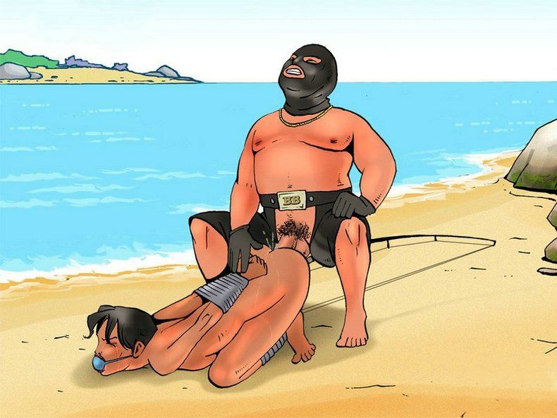 Джеймс Бонд порно, Джеймс Бонд жестко трахает в анус связанную женщину на пляже