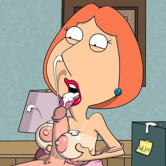 сперма льется в рот и на сиськи Лоис Гриффин во время секса между грудей, Лоис Гриффин порно