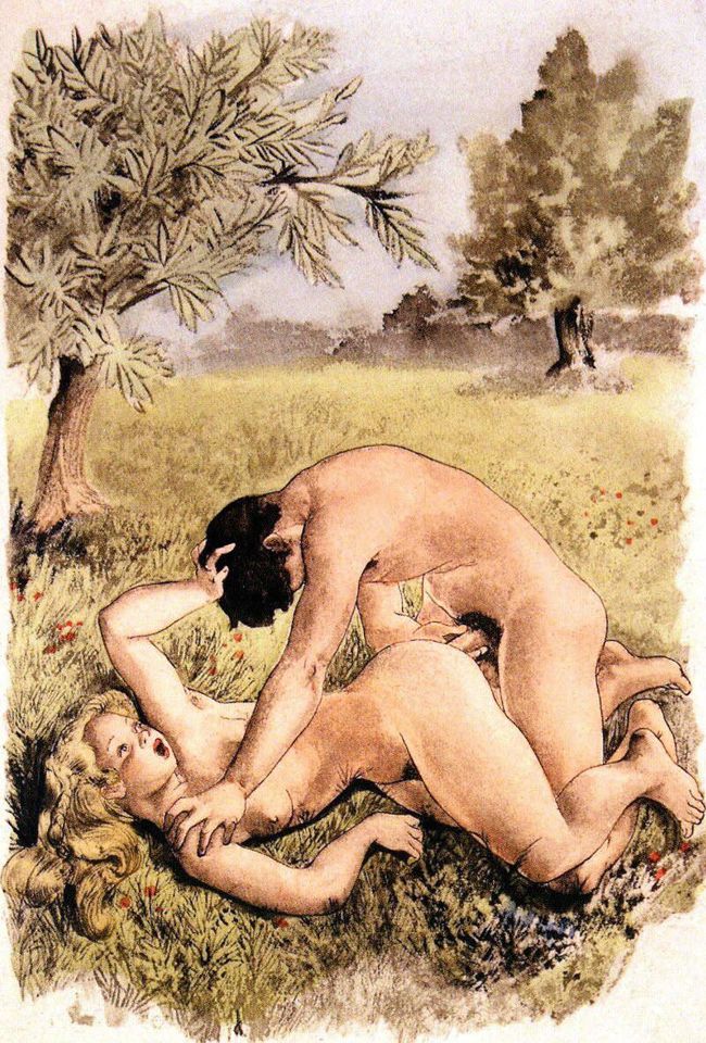 первый анал в райском саду, картинка эротической графики