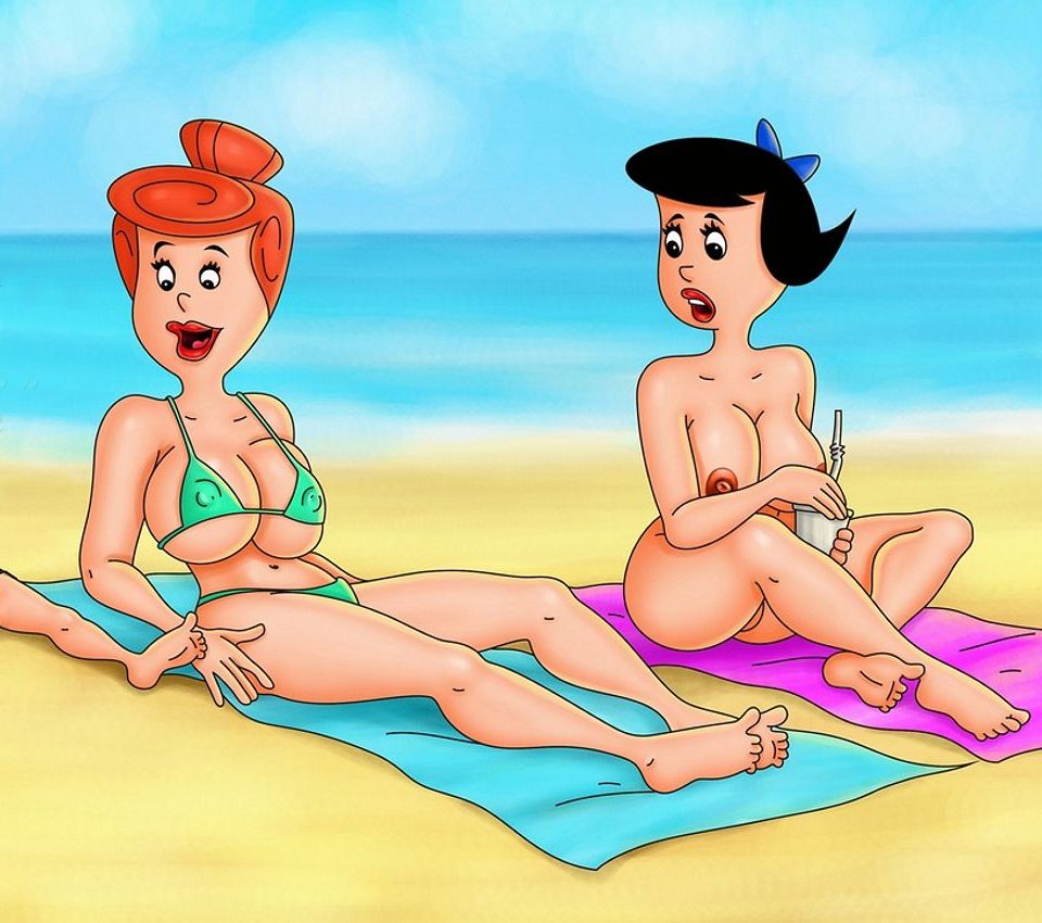 голые героини Флинстоунов на пляже, эротический рисунок анала голой мамы