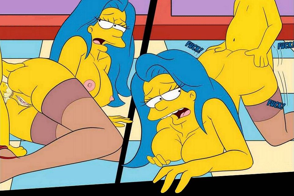 болезненный анальный секс Мардж Симпсон на четвереньках, новые порно Симпсоны рисунок 19