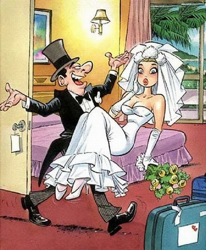 молодые. жених вносит невесту в квартиру без рук.  порноприкол