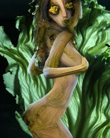 салатовая девушка. фигура девушки из листьев салата и капусты.   смешная эротическая картинка, прикол