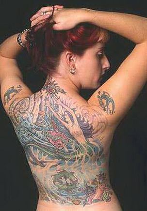 русалка на всю спину, женская татуировка фото