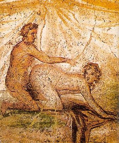 древнегреческая фреска с половым актом в позе для секса по-собачьи