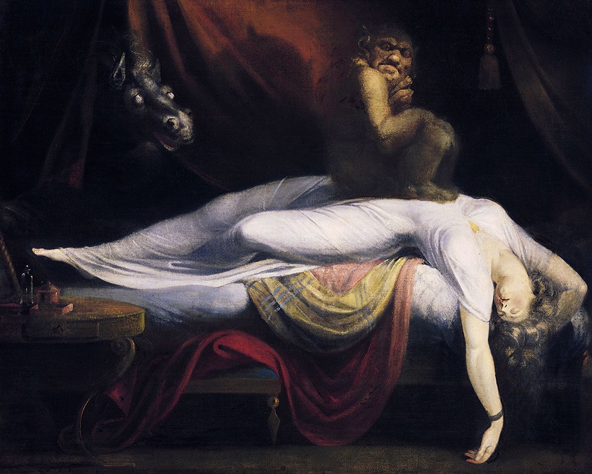 картина эпохи Возрождения с колдовским ослом и карликом колдуном сидящем на женщине потерявшей сознание после ритуального секса