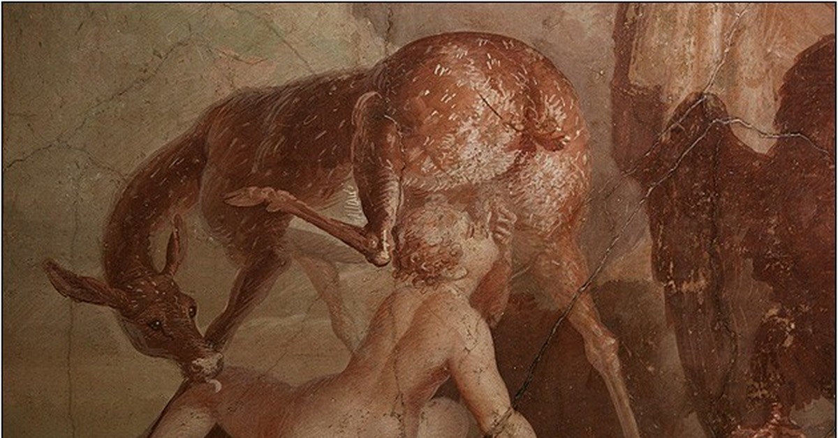 древнегреческая фреска орального секса женщины с ослом