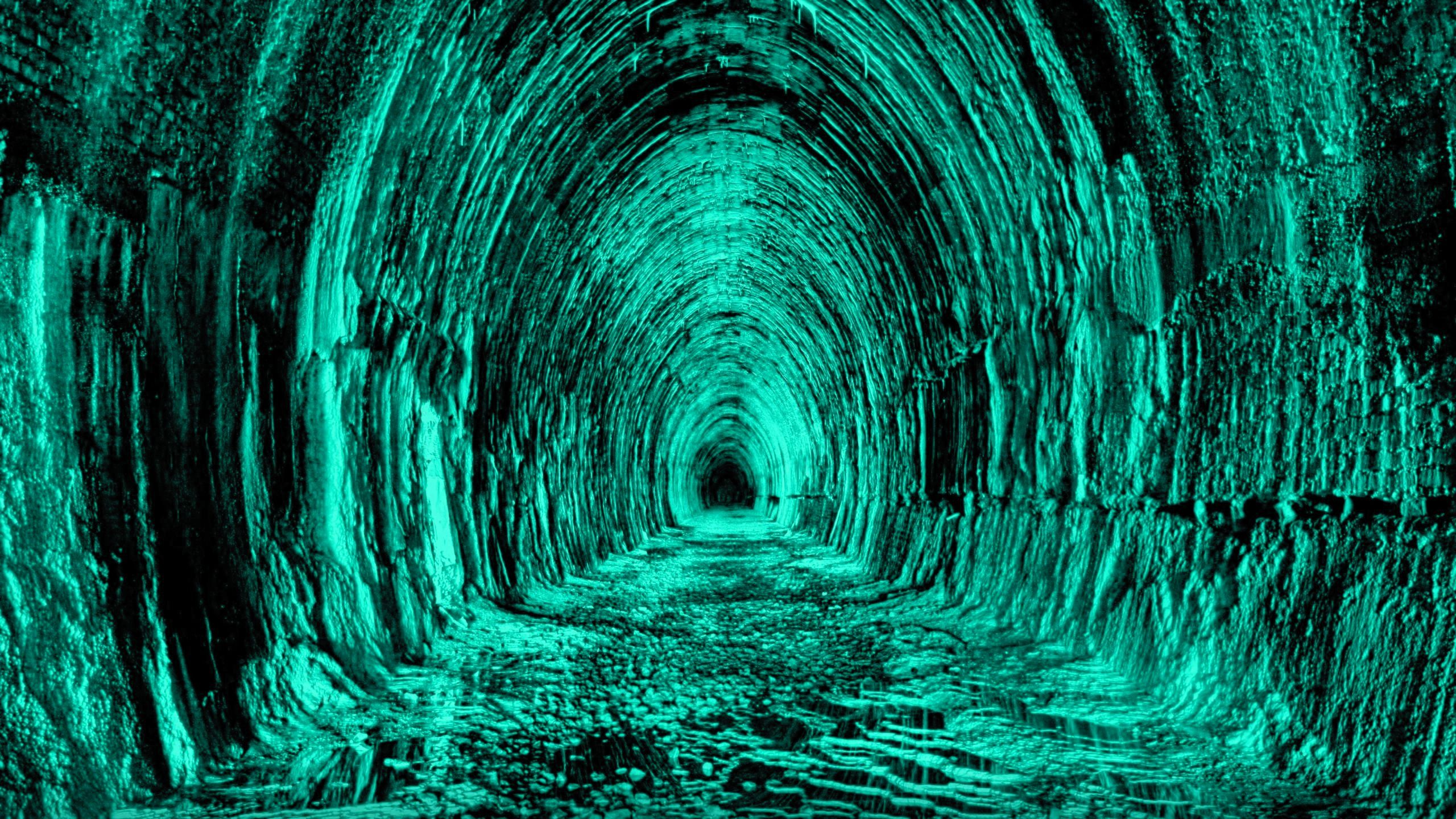 малахитовый тоннель, длинный туннель, 3D обои для рабочего стола, 3D-графика