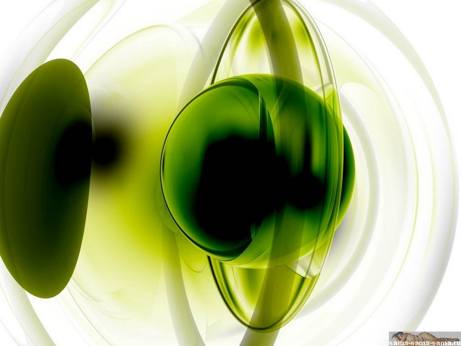 хлорофил, зеленый шар в стекле, 3D обои для рабочего стола