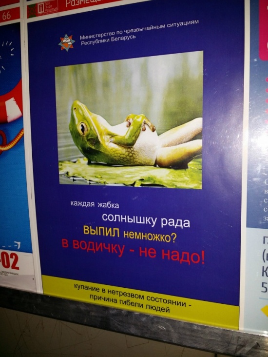 очень ласковая и смешная социальная реклама практикуется в Республике Беларусь. так и хочется немножко выпить и погреться на солнышке, ласковая реклама 1 фото