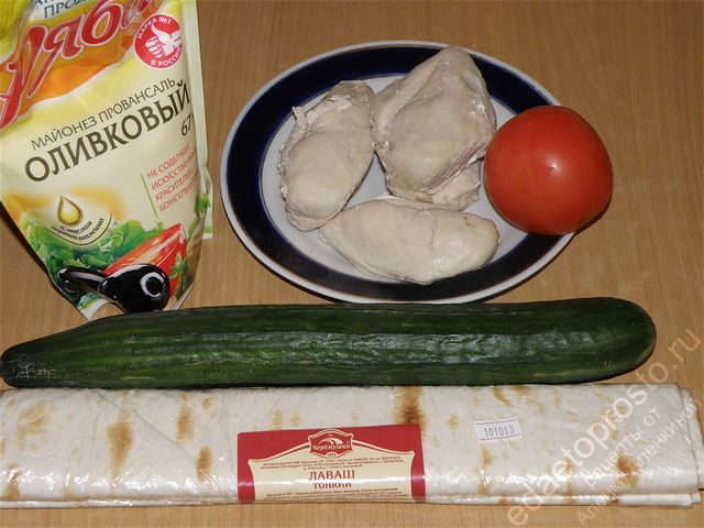 фото продуктов для приготовления рулета из лаваша с курицей