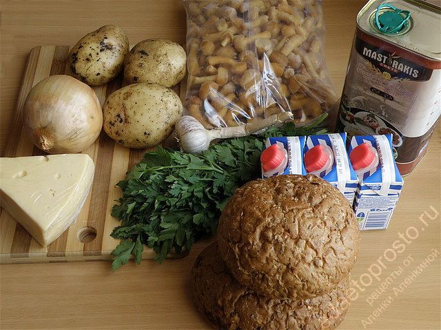 фото исходных продуктов для грибного супа-пюре со сливками