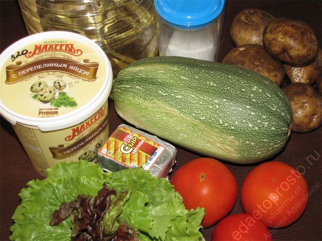 фото исходных продуктов для приготовления салата из кабачков на каждый день