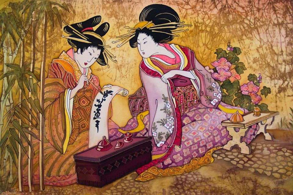 илююстрация к соннику по фен-шуй - китайская гравюра урок каллиграфии