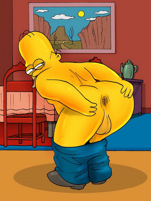 Гомер Симпсон без трусов показывает свою попу 