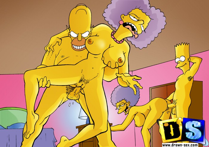 Гомер Симпсон с Бартом трахают сестер его жены 