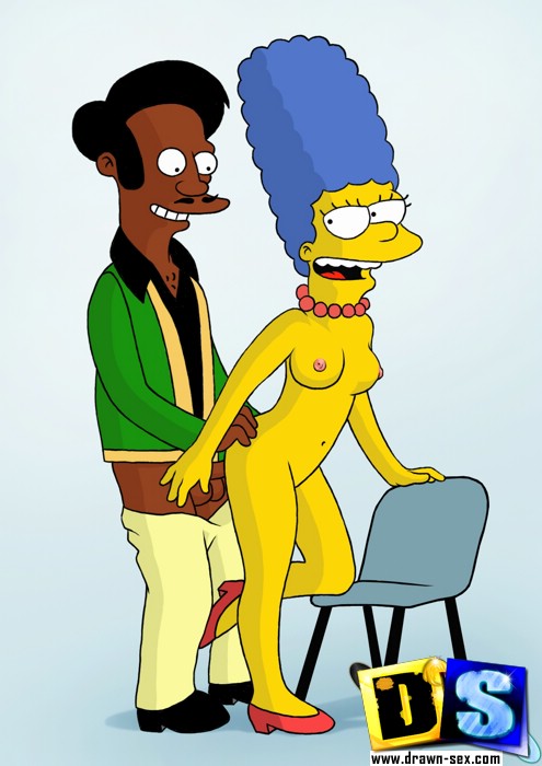 индиец из Симпсонов стоя трахает жену Гомера 