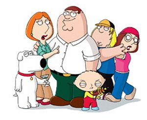 семья Гриффинов, слева направо - Брайан, Лоис, Питер, Стьюи, Крис, Мег