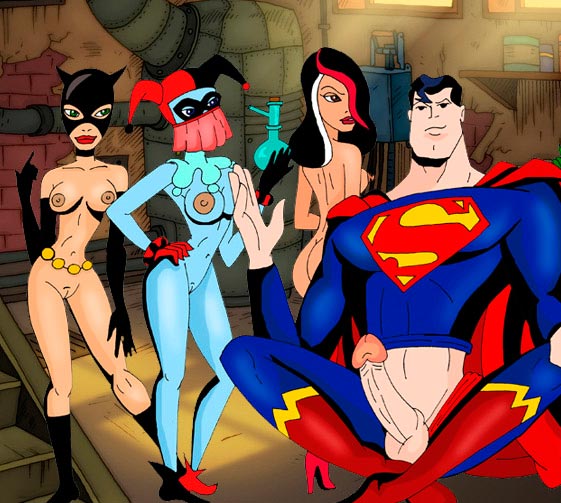 Супермен демонстрирует свой супер пенис на порно вечеринке мультяшек в Мульттауне, арт картинка Супермен порно