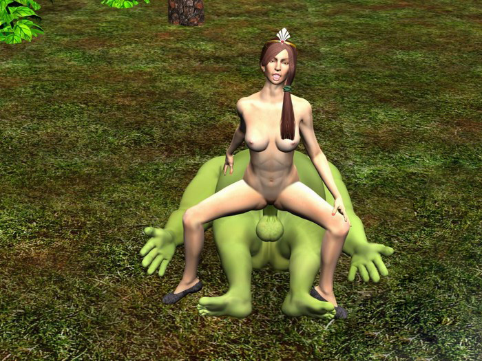 Принцесса Фиона сидит на пенисе Шрека в позе секса обратная наездница 