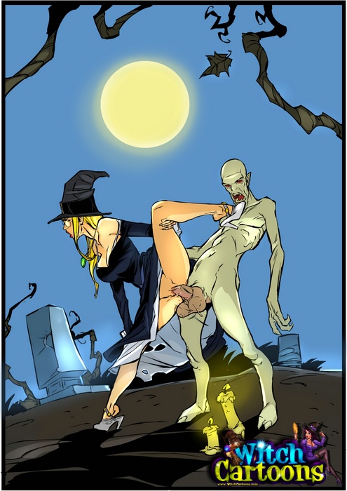 секс Маленькой Ведьмы с зомби на кладбище