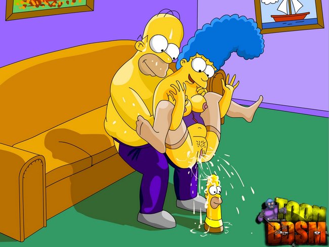 бдсм эротика, Гомер Симпсон насаживает Мардж задницей на огромный фаллоимитатор в виде собственной головы