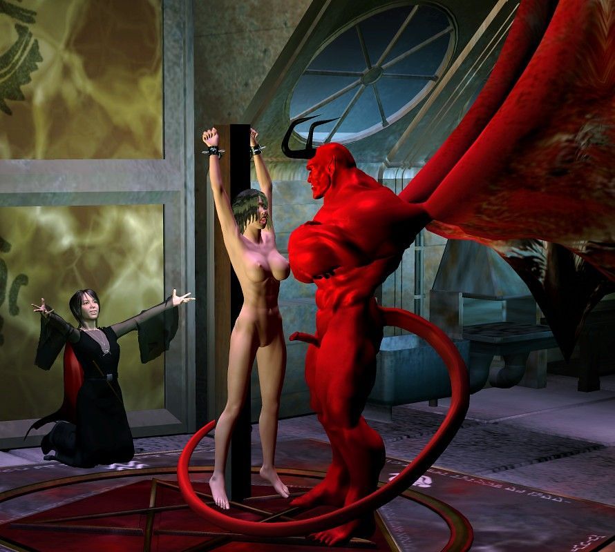 порно с монстрами, жертвоприношение девственницы крылатому демону из ада