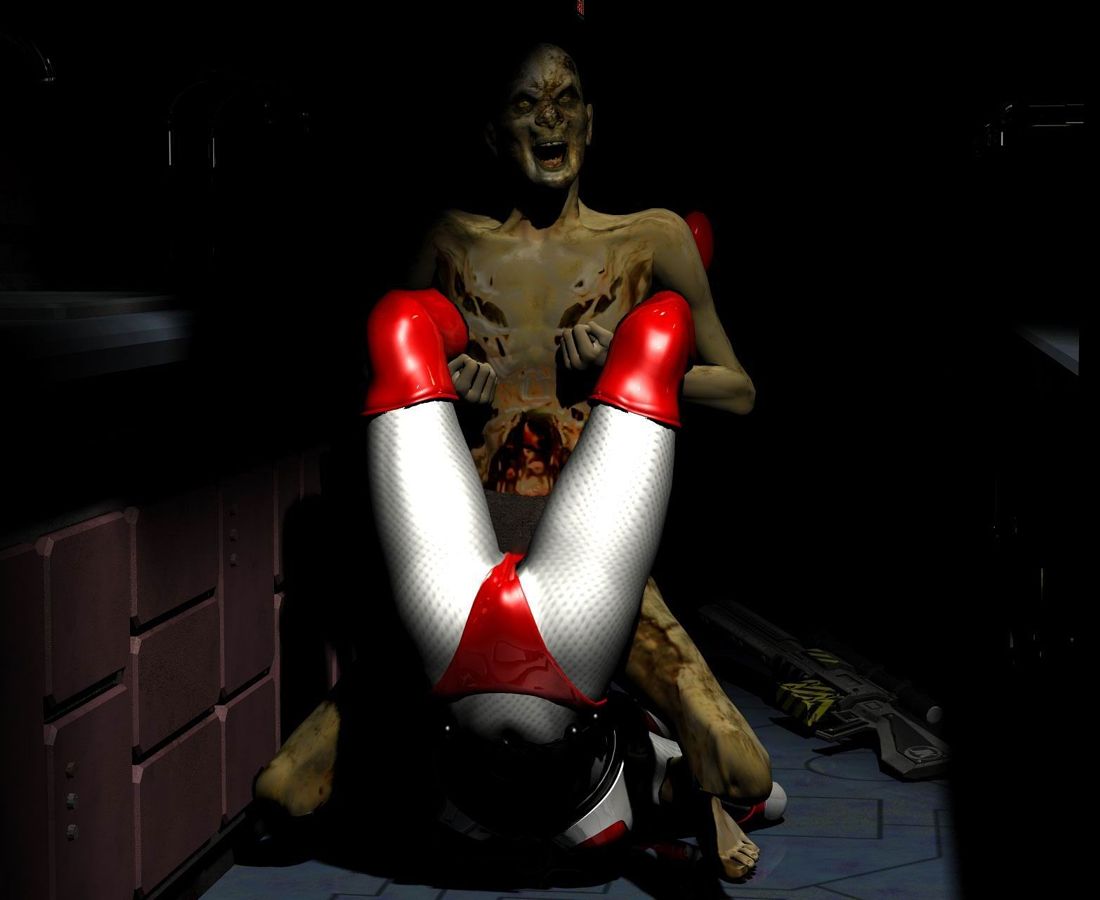 порно с монстрами, зомби жестко трахает пойманную охранницу секретной лаборатории  