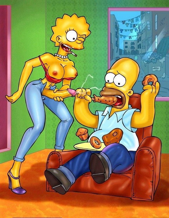Симпсоны эротика, взрослая Лиза Симпсон отрастила себе член и испортила Гомеру пончики