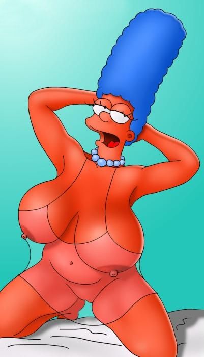 Симпсоны эротика, толстая голая Мардж Симпсон с огромными дойками в прозрачной ночной рубашке