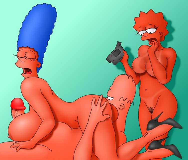 Симпсоны эротика, семейный секс  Симпсонов, Лиза снимает на камеру секс родителей в позе 69 для любительского порно