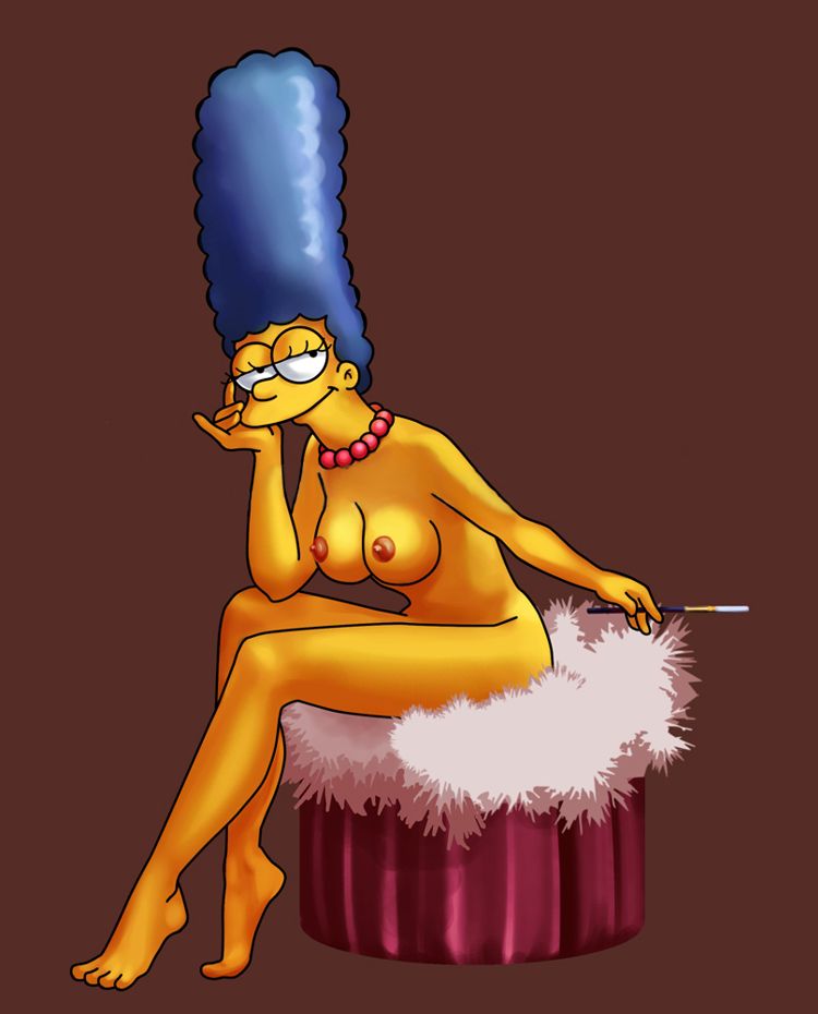 портрет Мардж Симпсон в голом виде в стиле ретро
