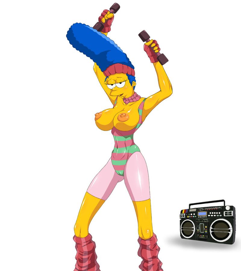 во время фитнеса у Мардж Симпсон вывалились сиськи из спортивного костюма