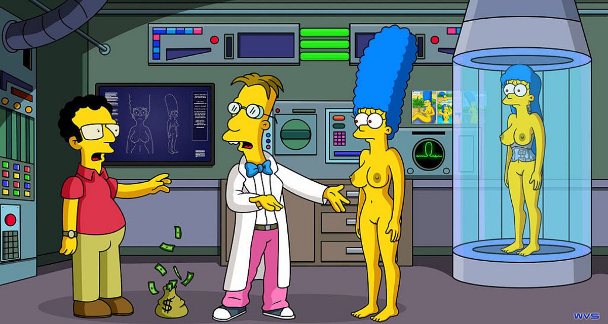 безумный ученый клонировал Мардж по заказу ее богатого поклонника, рисунок Симпсоны порно