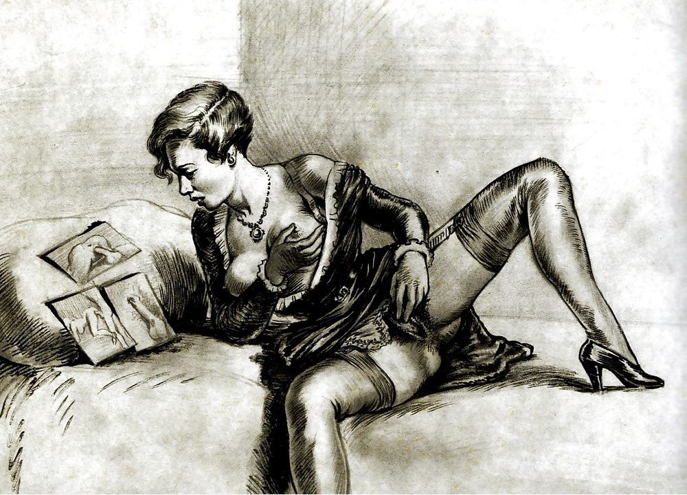 мастурбирующая дама с порно картинками, картинка эротической графики