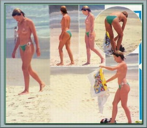 Кайли Миноуг полуголая ходит по пляжу