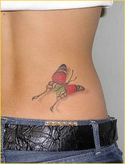 сидящая бабочка, женская татуировка фото